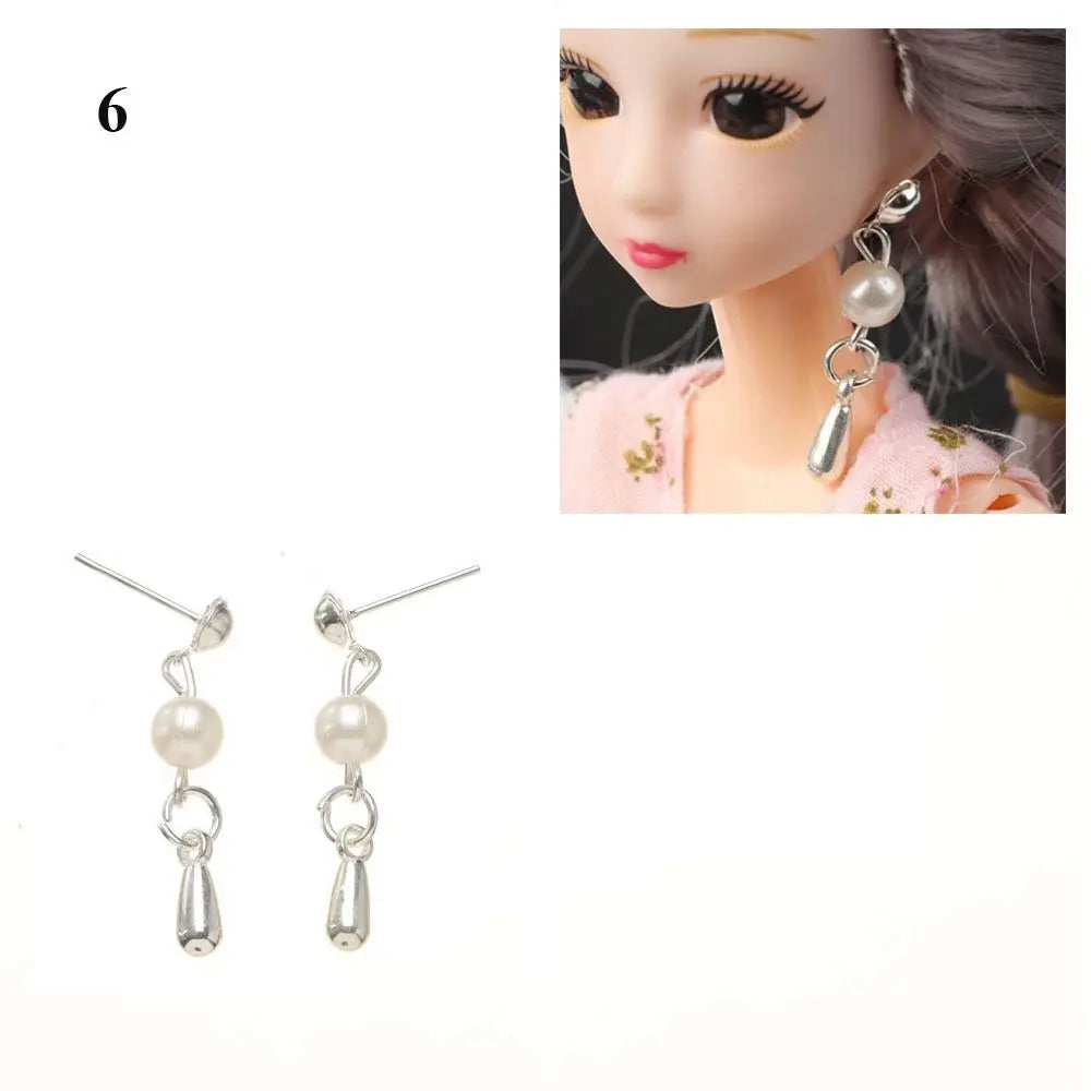Handmade Exquisite Pearl Necklace Earrings Set Doll Jewelry For Doll DIY Toy Dolls Accessories
