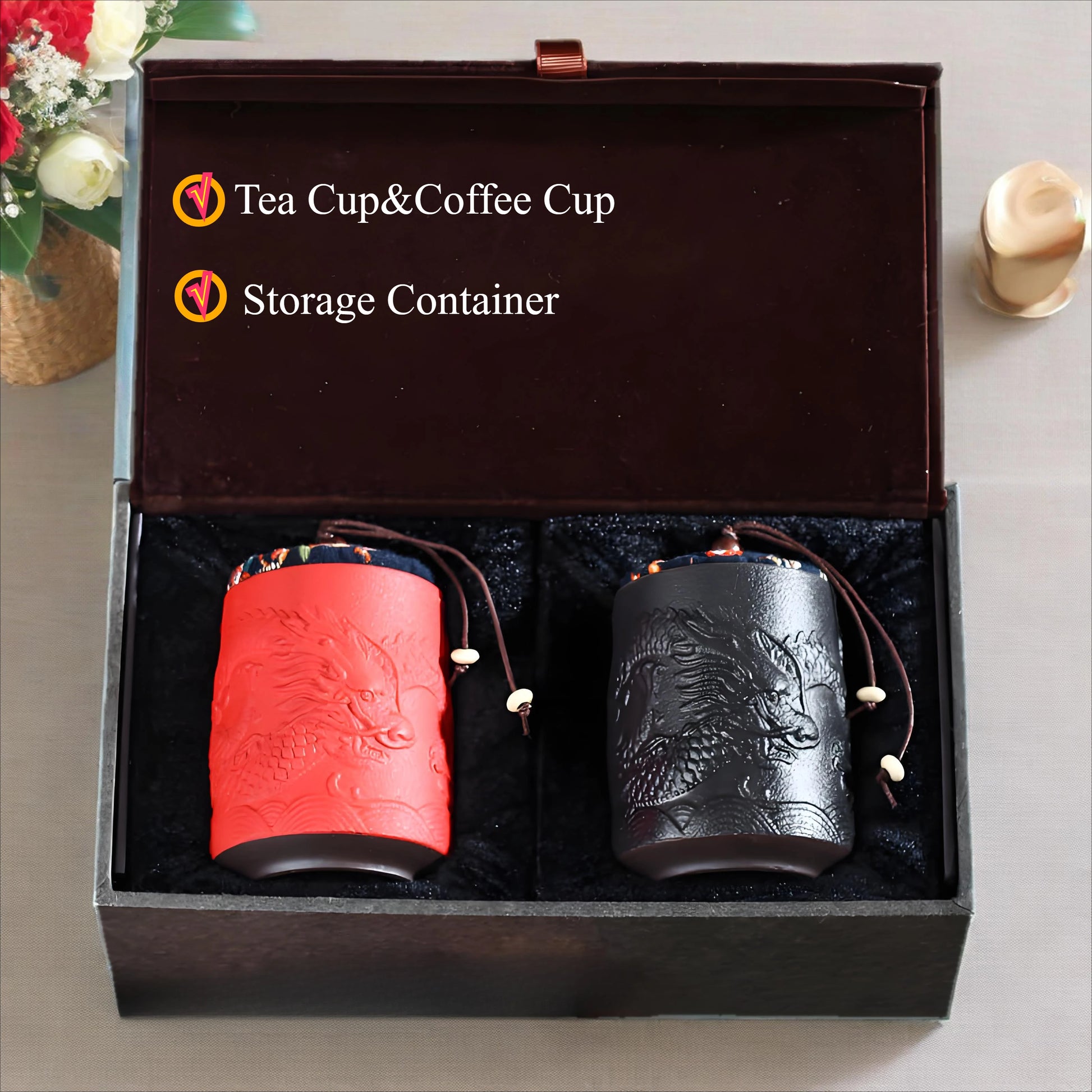 Handmade purple clay relief tea cup, Kung Fu tea set, ceramic coffee cup, storage jar, suitable for gifting to elders