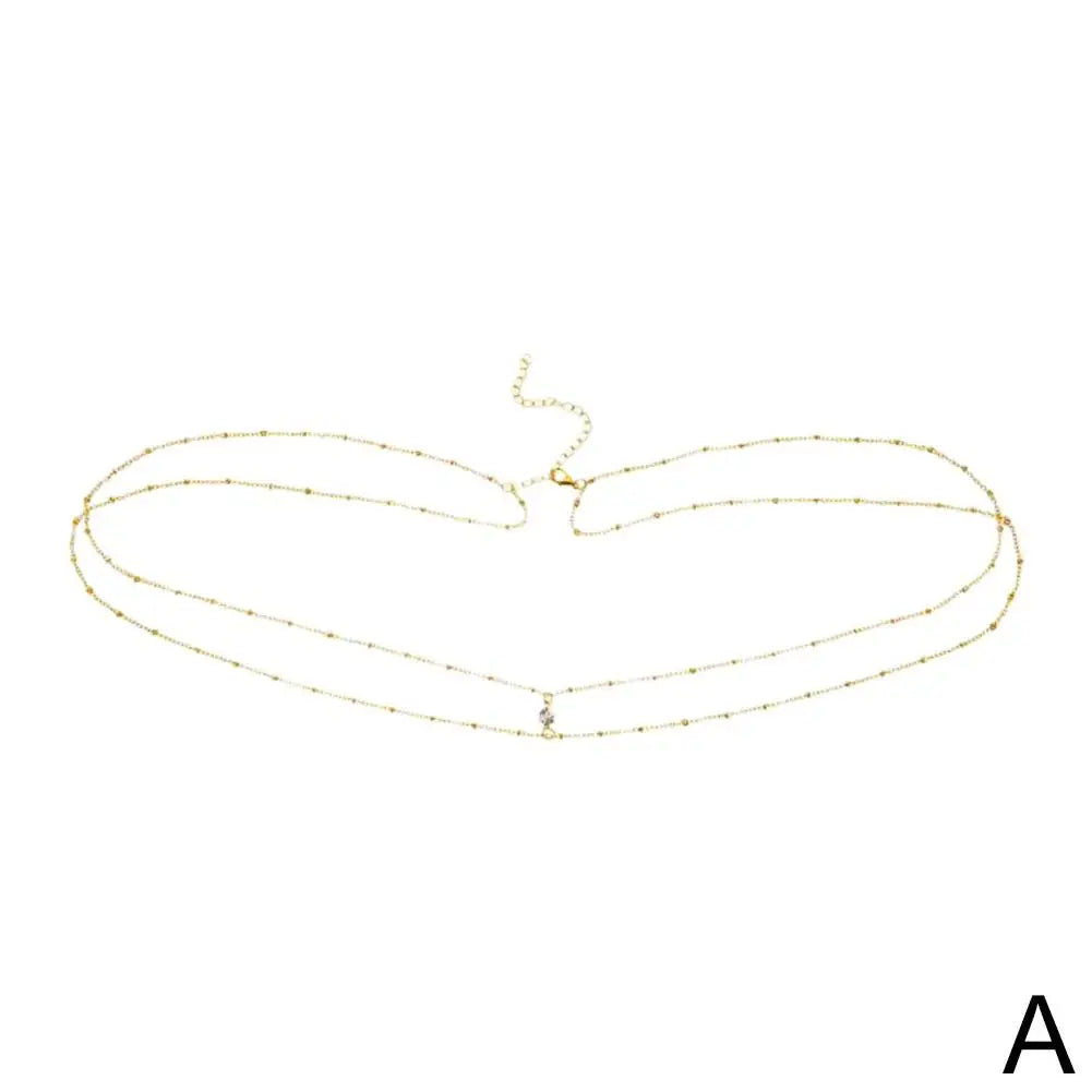 Simple Double Layer Bead Chain Ladies Waist Belly Chain Belly Belt Chain Women Fashion Body Jewelry Spring Summer Gifts