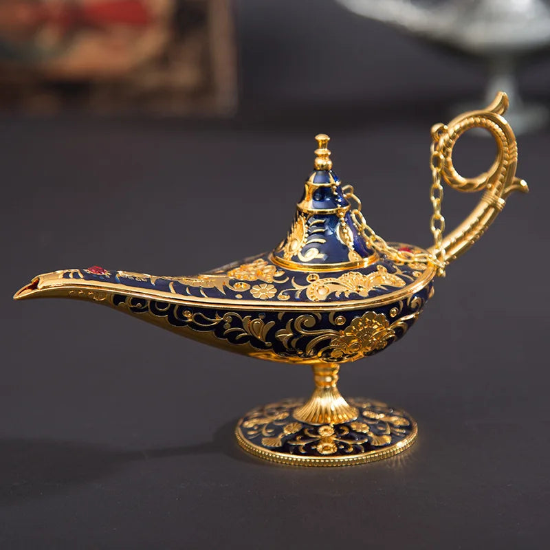 ERMAKOVA Classic Rare Hollow Legend Aladdin Magic Genie Lamps Incense Burners Retro Wishing Oil Lamp Home Decor Gift