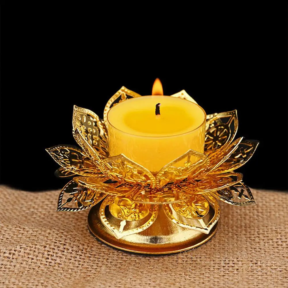 Buddhism Gold Lotus Ghee Lamp Holder Incense Burner Butter Lamp Crafts Tea Light Holder Tibetan Copper Oil Lamp Altar Supplies