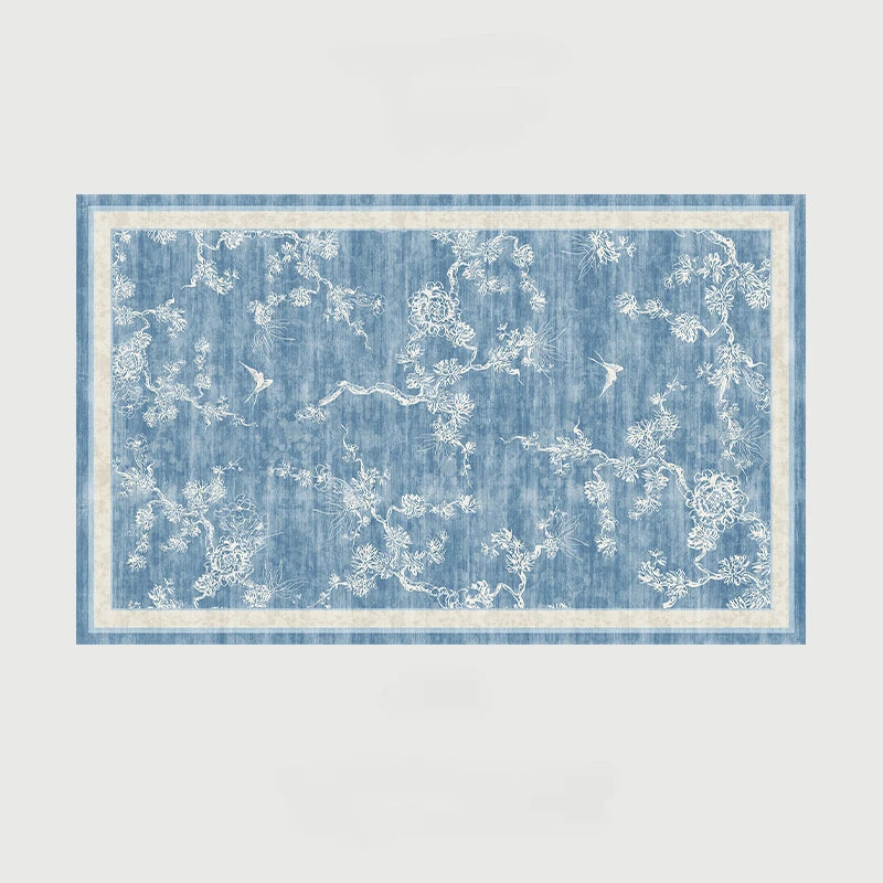 New Chinese Style Carpet Living Room Bedroom Sofa Carpets Retro Luxury Machine Washable Rugs Blue Bohemian Decorative Rug Tapete