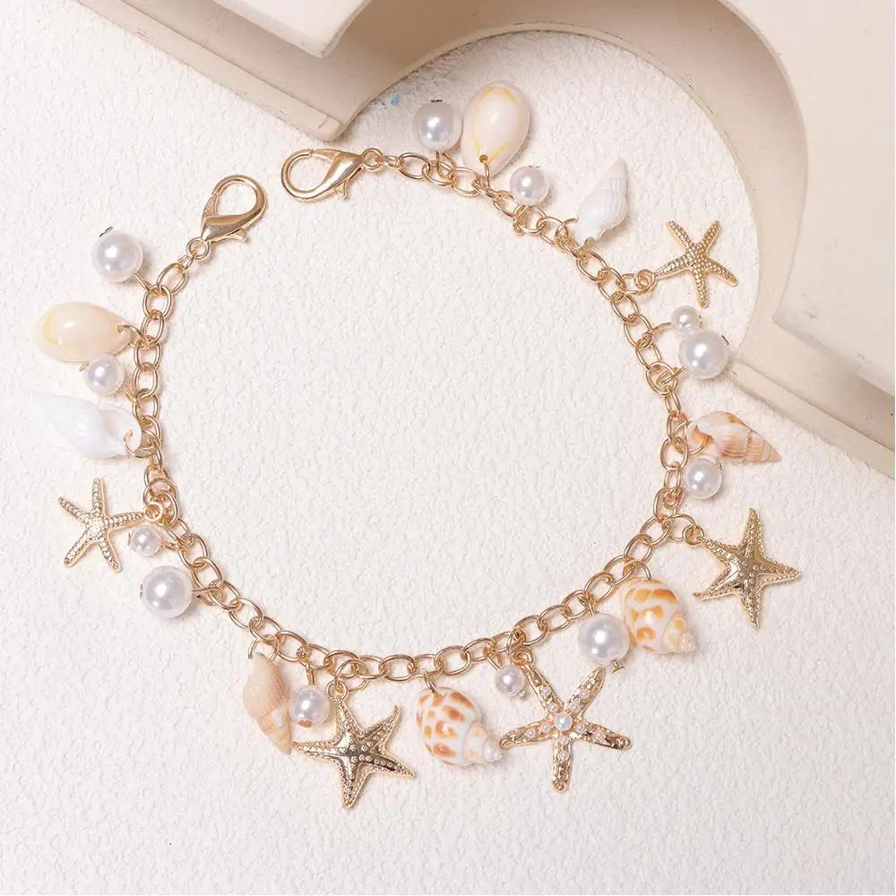 Bohemian Style Multi-layer Bag Chain For Handbag DIY Jewelry Accessory Gift Women Pants Chain With Imitate Starfish Conch Pearl