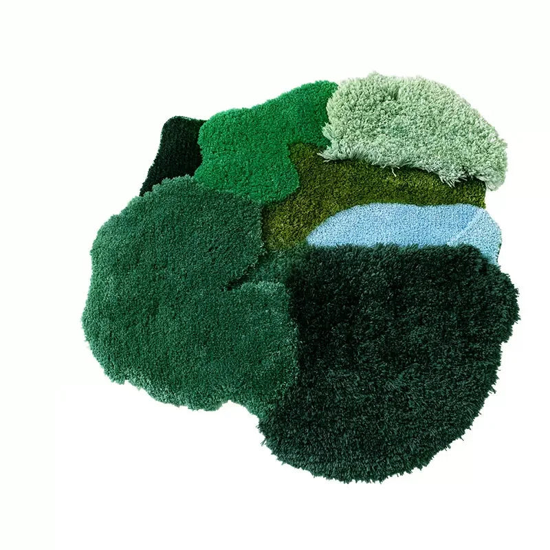 Nordic 3D Lawn Moss Rugs Carpet for Bedroom Living Room Green Forest Irregular Home Decor Chic Room Floor Mat Bedside Area Rug