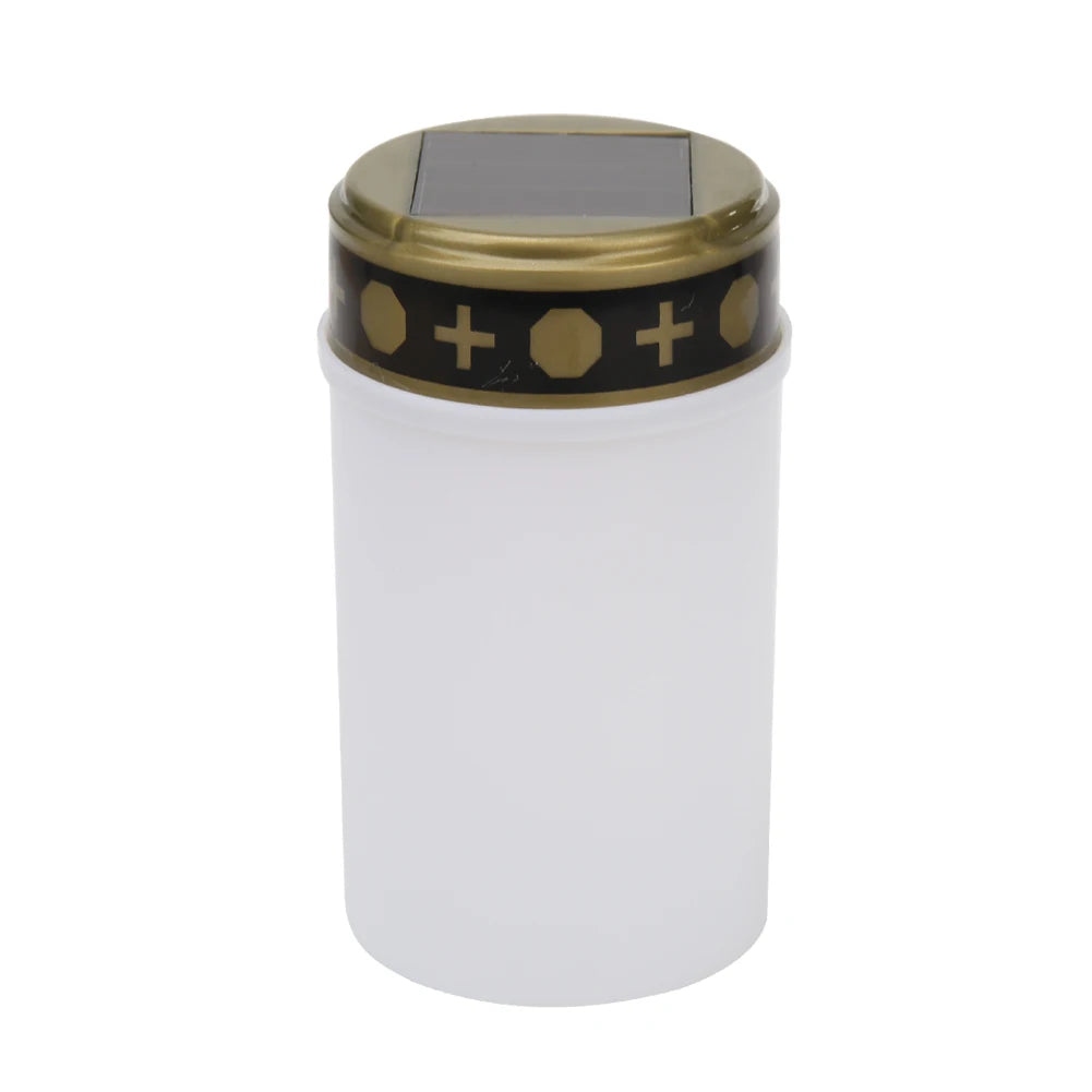 Solar Cemetery Lamp Outdoor Electronic LED Candle Light Flameless Solar Decorative Tea Light Cemetery Ritual Garden Lawn Lamp
