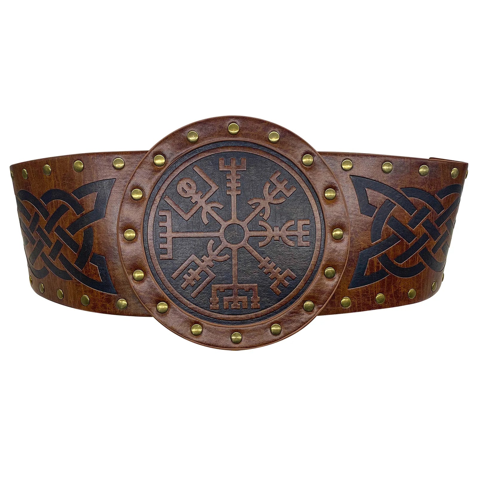 Viking style Wide embossed PU leather belt with Medieval Nordic Renaissance Knight Armor Waist Belt Accessory Halloween Party