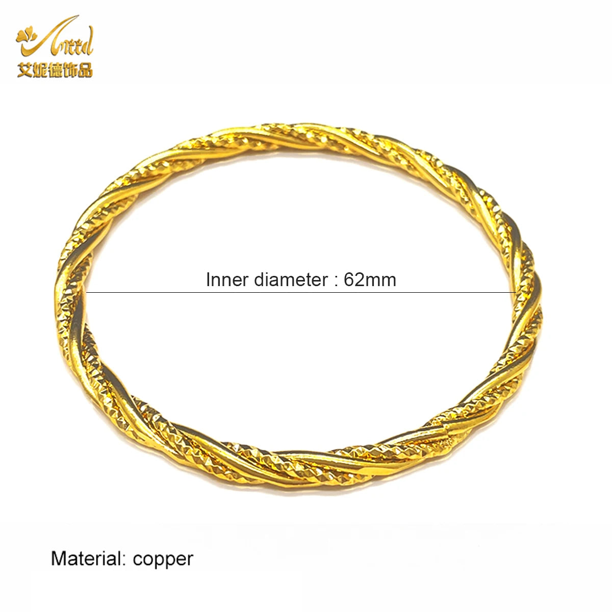 Luxury Dubai 24K Gold Color Bangle For Women African Jewellery Bracelets Brazilian Indian Wedding Designer Bracelets Gifts 62mm
