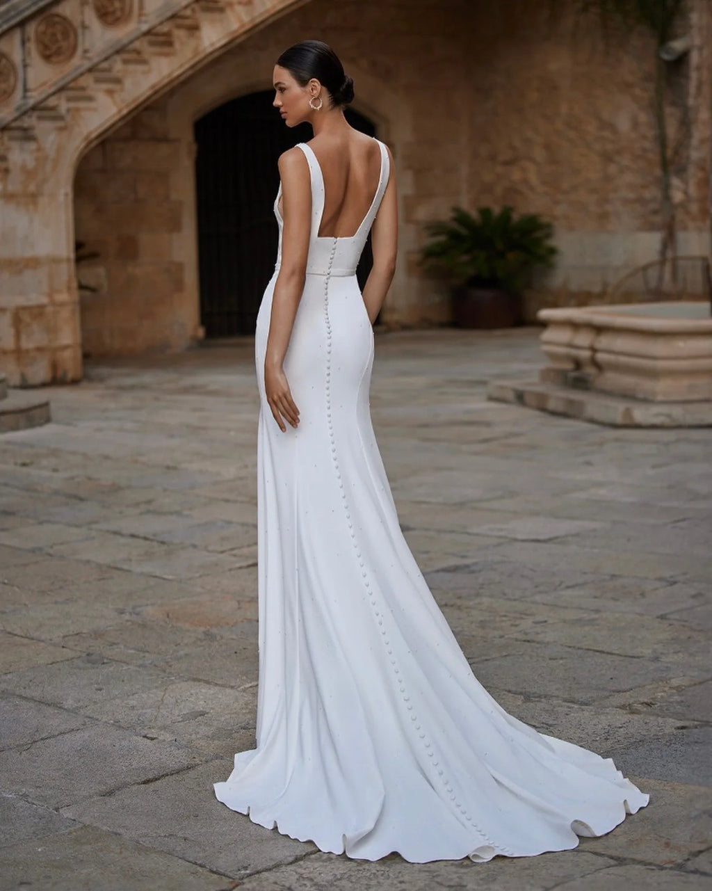 Msikoods 2025 Mermraid Wedding Dresse Cape Customized Backless Minimalist Bride Dress Backless Belt Civil Women Bridal Dress