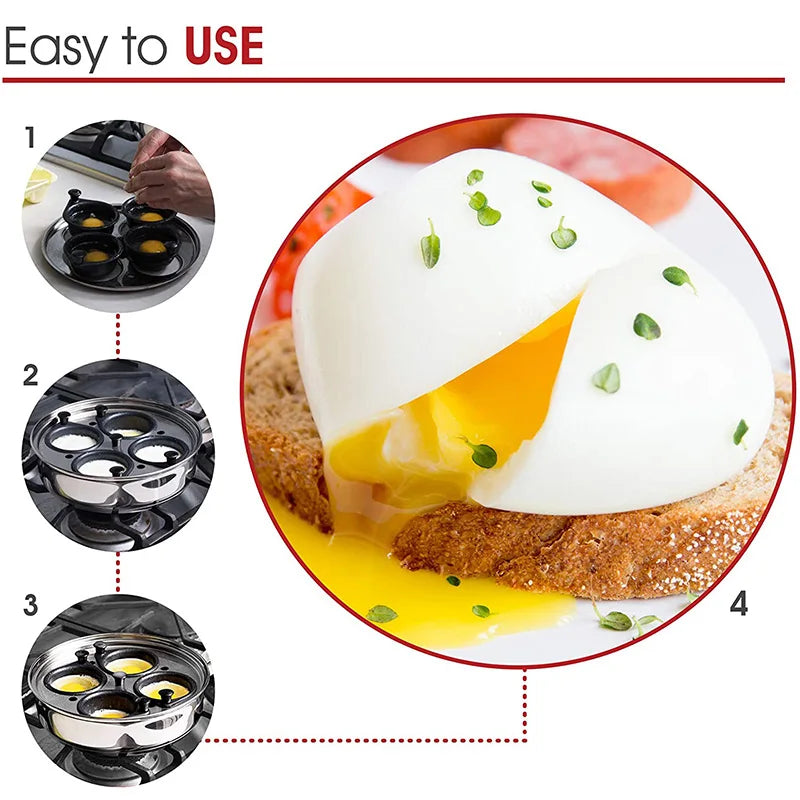 Egg Poacher Pan Stainless Steel Poached Egg Cooker Perfect Poached Egg Maker Induction Cooktop Egg Steamer Frying Pan