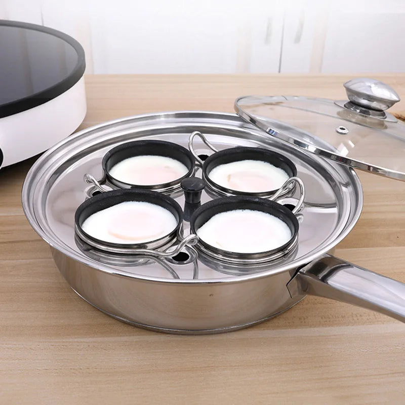 Egg Poacher Pan Stainless Steel Poached Egg Cooker Perfect Poached Egg Maker Induction Cooktop Egg Steamer Frying Pan