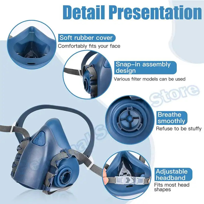 18in1 7502 Dust Gas Respirator Half Face Dust Mask For Painting Spraying Organic Vapor Chemical Gas Filter Work Safety For 3M