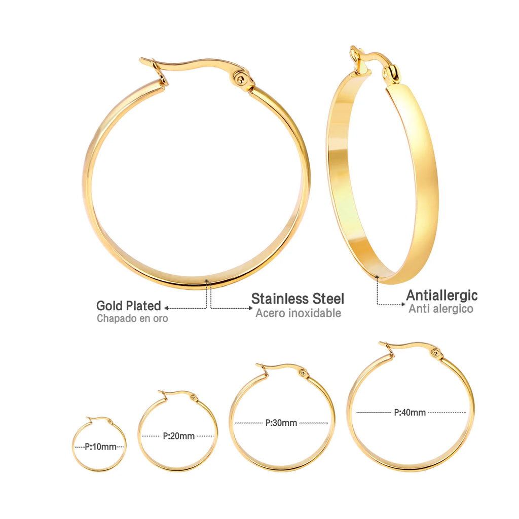 LUXUKISSKIDS 1pairs Minimalist Hoop Earrings Set for Woman/Men Big Circle Earrings Jewelry Ear Clip Punk Style Titanium Piercing
