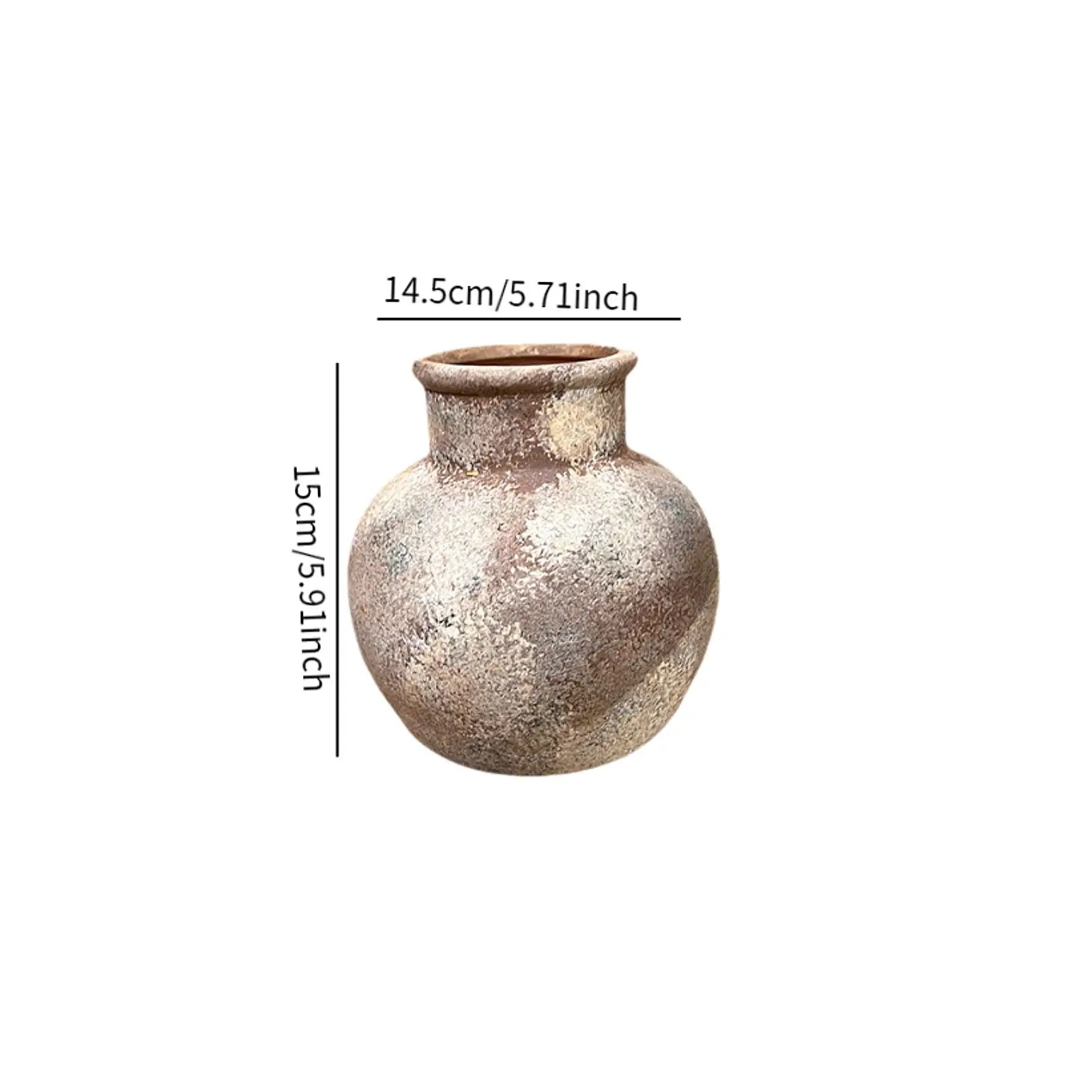 Ceramic Vase Retro Wabi Sabi Pottery Handmade Distressed Flower Vase Plant Container for Entryway Dining Room Bookshelf Rustic
