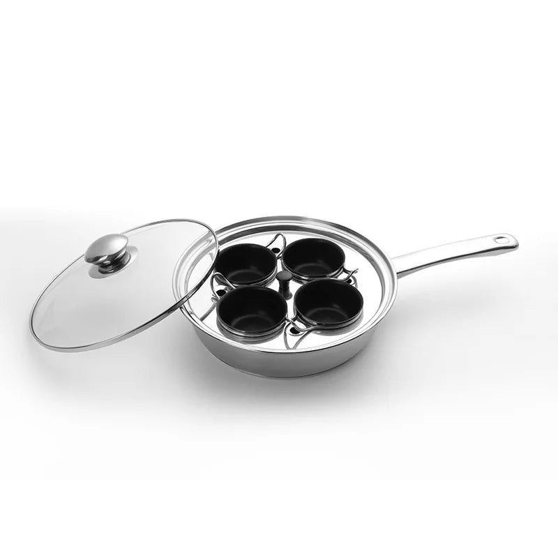 Egg Poacher Pan Stainless Steel Poached Egg Cooker Perfect Poached Egg Maker Induction Cooktop Egg Steamer Frying Pan