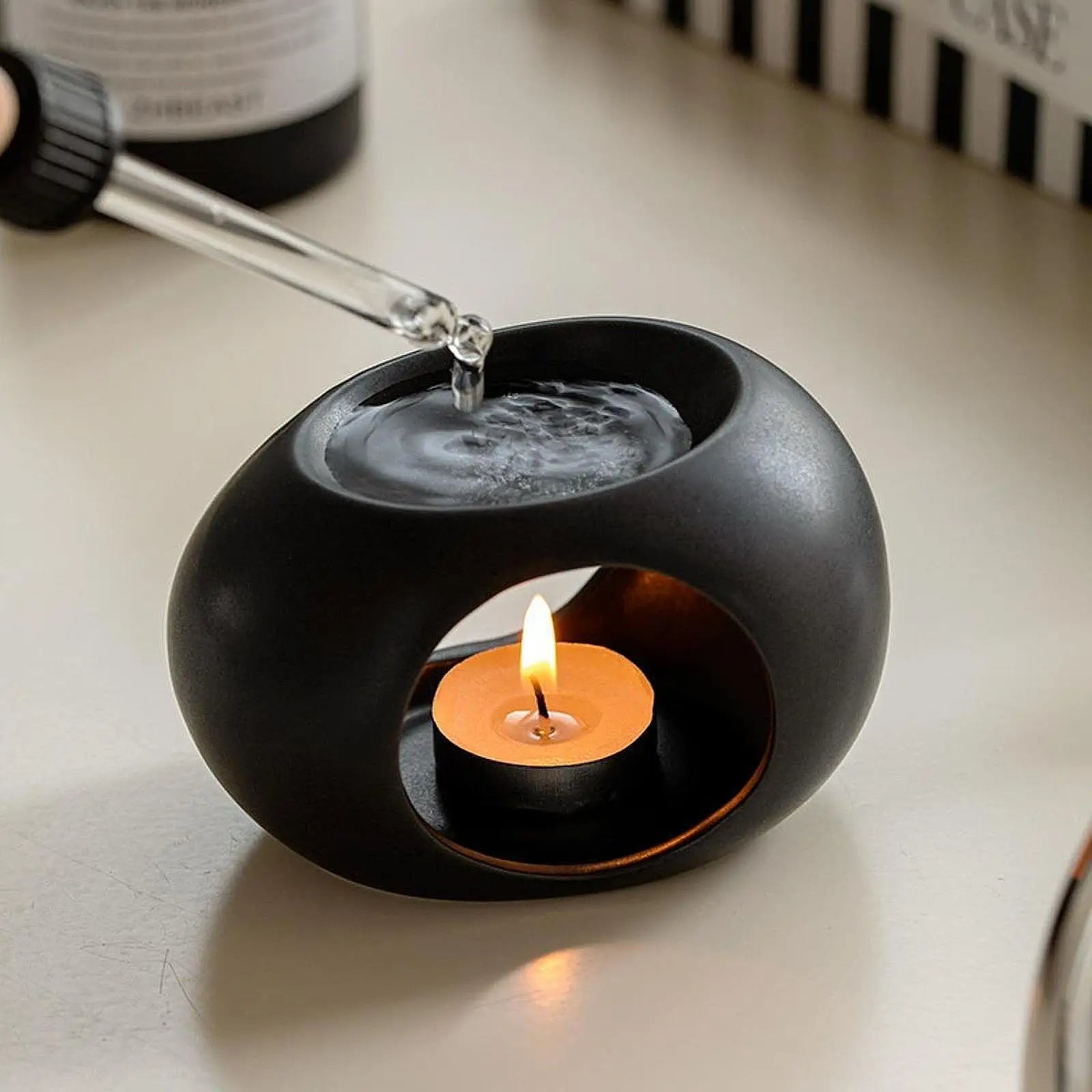 Ceramic Essential Oil Burner Incense Burner Holder Multifunctional Candlestick Tealight Candle Holder Home Office Bedroom Decor