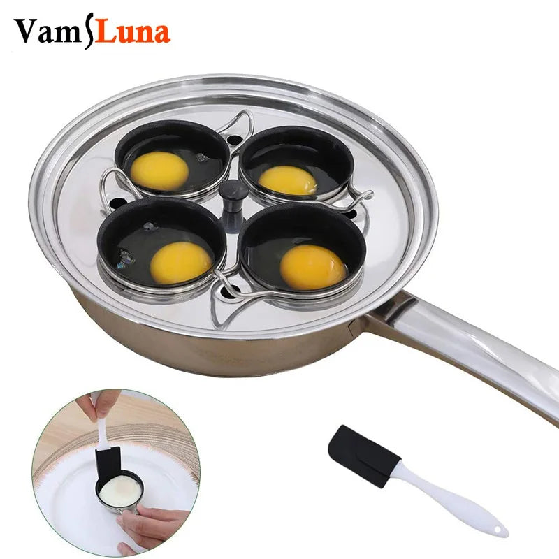 Egg Poacher Pan Stainless Steel Poached Egg Cooker Perfect Poached Egg Maker Induction Cooktop Egg Steamer Frying Pan