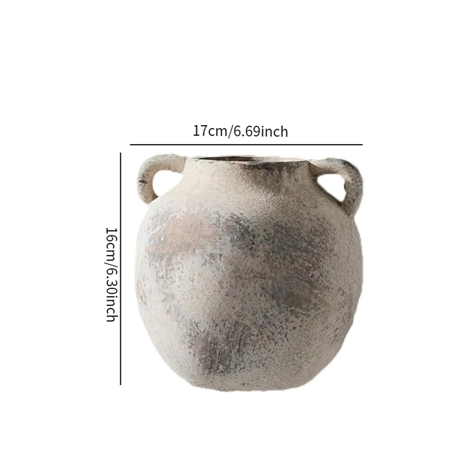 Ceramic Vase Retro Wabi Sabi Pottery Handmade Distressed Flower Vase Plant Container for Entryway Dining Room Bookshelf Rustic