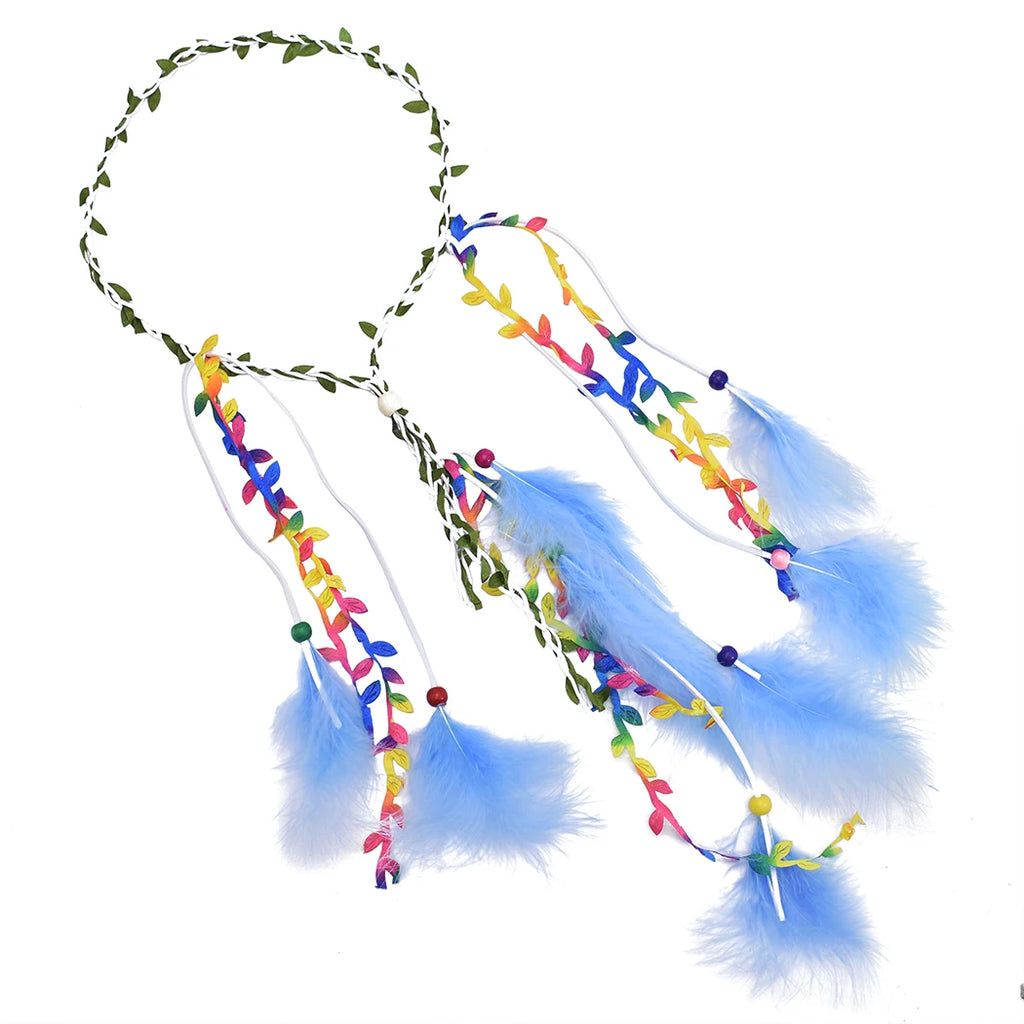 Bohemian Feather Headbands for Women White Red Feather Hairbands Hippie Jewelry Gypsy Tribal Festival Party Hair Accessories