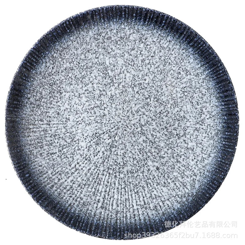 Japanese ceramic striped plate creative steak plate spaghetti plate retro sushi plate restaurant commercial plate