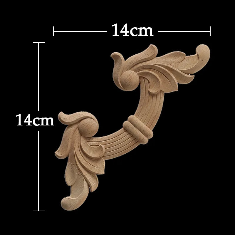 Wood Appliques Corner Flower Exquisite Carving Natural Furniture Wooden Mouldings Vintage Unpainted Accessories Decoration Decal