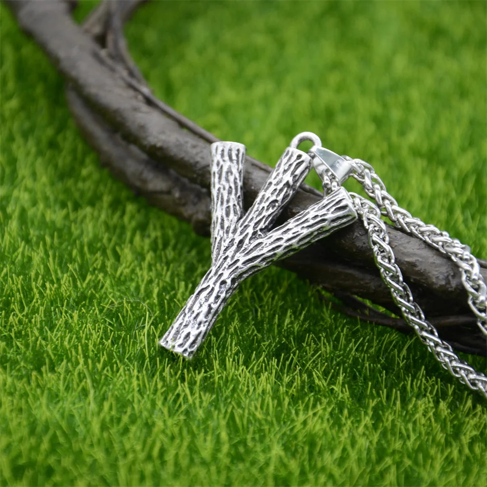 Runic Algiz Branches Divine Protection Sanctuary Viking Mens Jewellery Necklace Charms Pendants Amulet