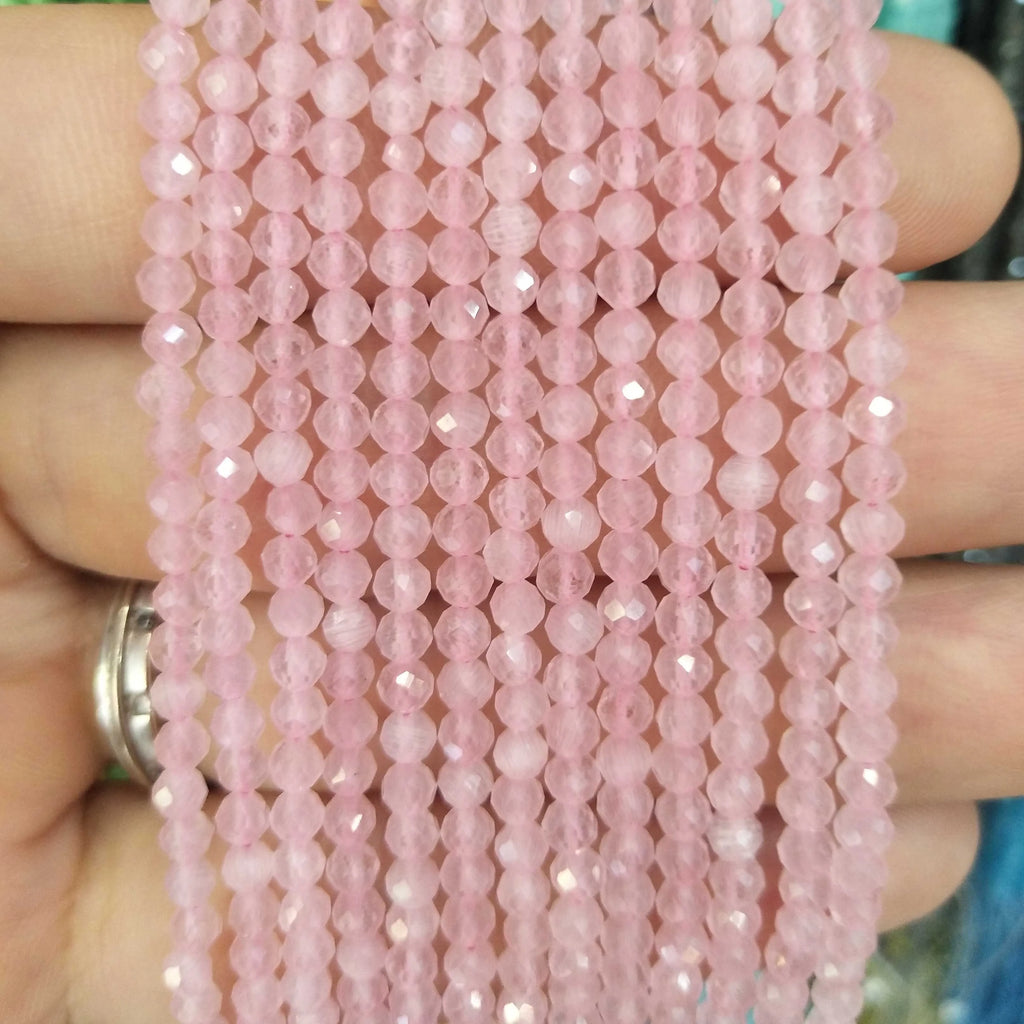 Faceted 2 3MM Natural Jades Rose Quarts Amethysts Small Round Stone Loose Bead For Jewelry Makng Charm DIY Bracele Necklace