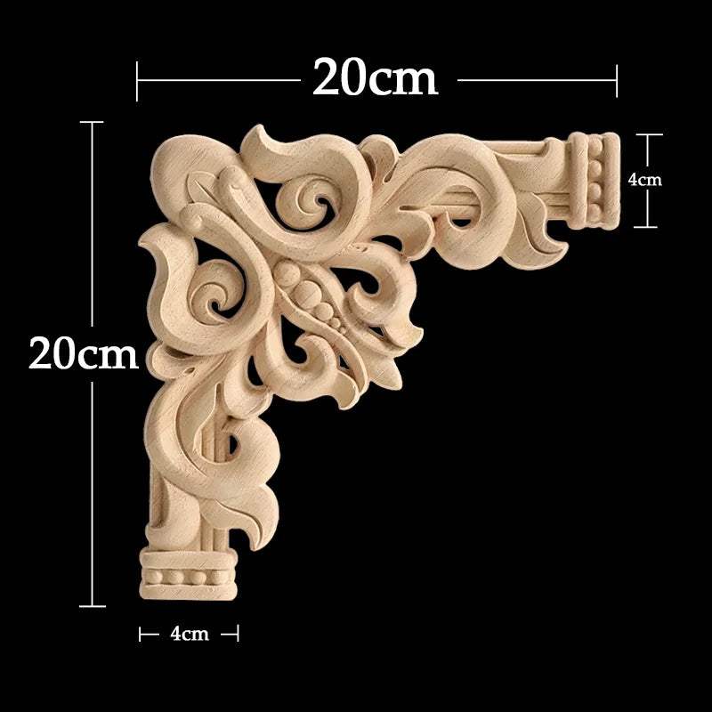 Wood Appliques Corner Flower Exquisite Carving Natural Furniture Wooden Mouldings Vintage Unpainted Accessories Decoration Decal