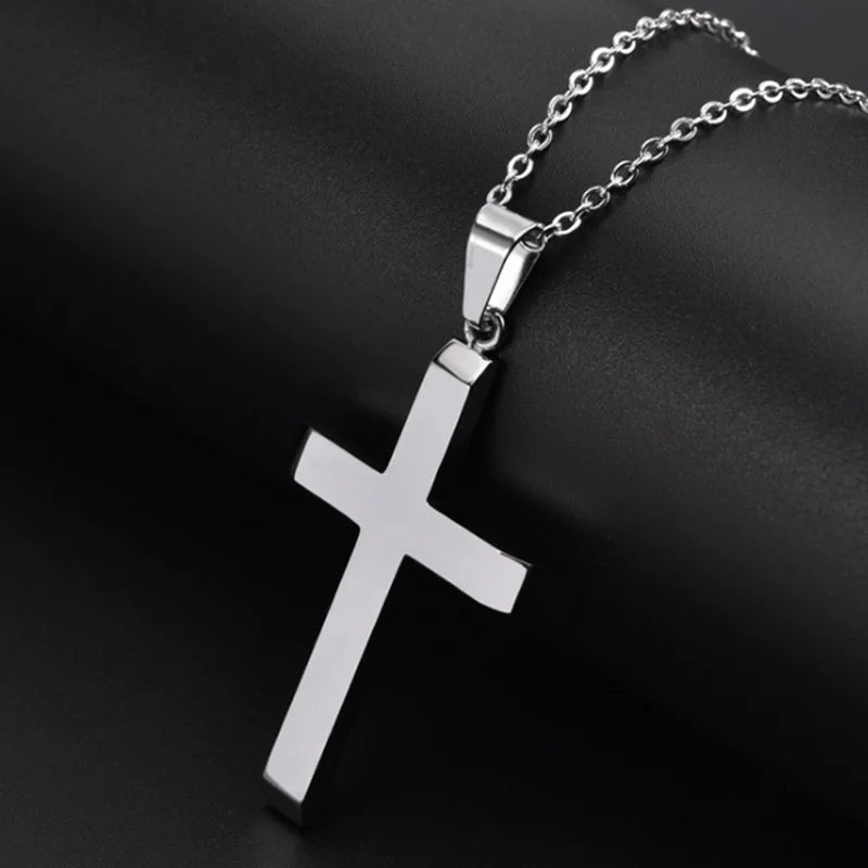 Dropshipping Fashion Classic Stainless Steel Cross Pendant Necklace Simple Jewelry Gifts