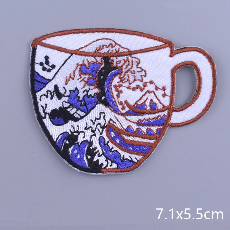 Space Adventure Patch On Clothes Embroidered Patches For Clothing Stickers Mountain Natural Appliques Waves Badge For Jacket DIY