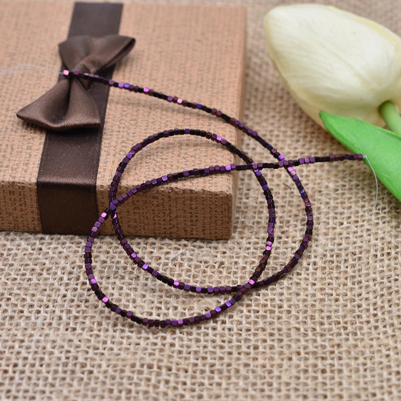 1.5mm Colorful Square Beads 274pcs Natural Stone Beads Hematite Loose Spacer Beads For Jewelry Making DIY Gift Earrings
