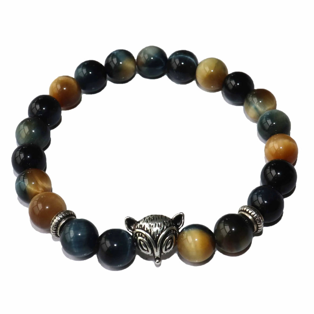 Natural Stone Men's Beaded Jewelry Crystal Agates Jades Tiger Eye Stone Beaded Fox Bracelets Party Gift Stretch Yoga Jewelry