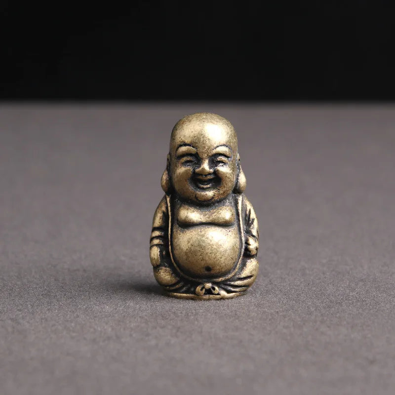 Pure Brass Laughing Buddha Statue Home Decor Office Desk Decorations Ornaments Antique Maitreya Buddha Buddhism Sculpture Crafts