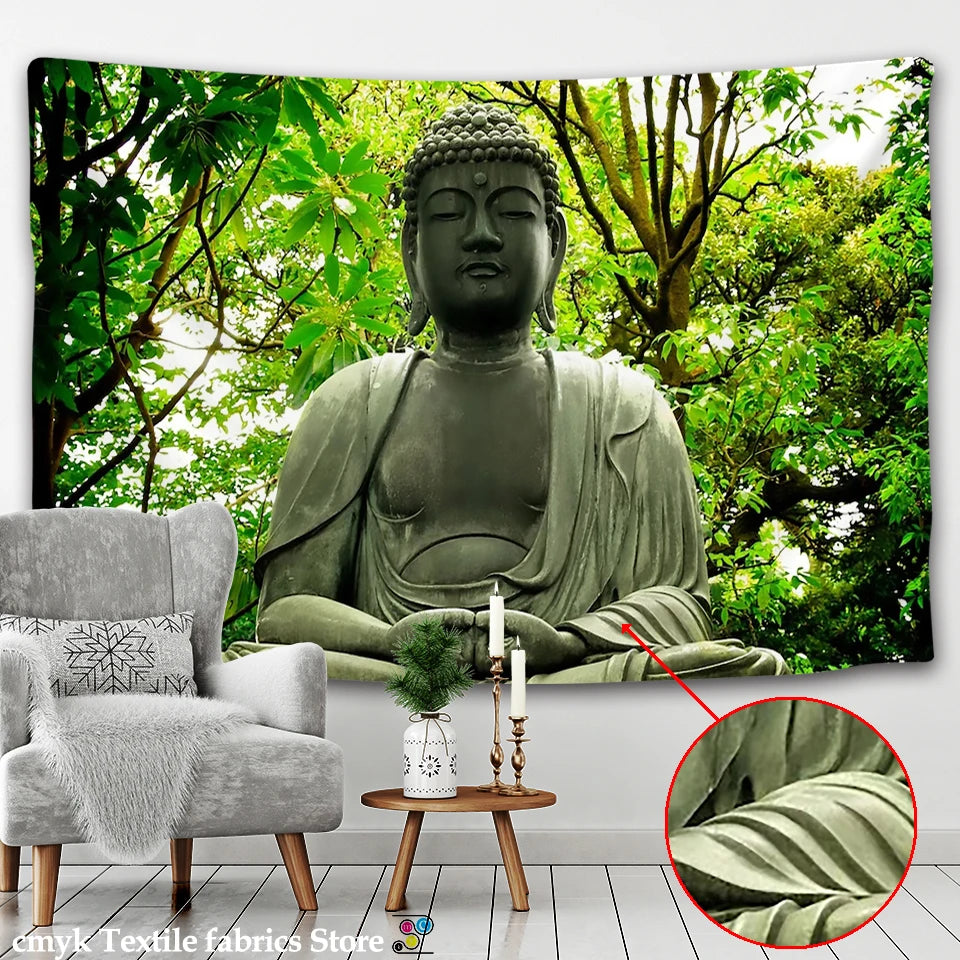 3DReligion Culture Hanging Wall Tapestry Buddha Wall Carpet Headboard Dorm Hippie Psychedelic Tapestry Tree Landscape Boho Decor