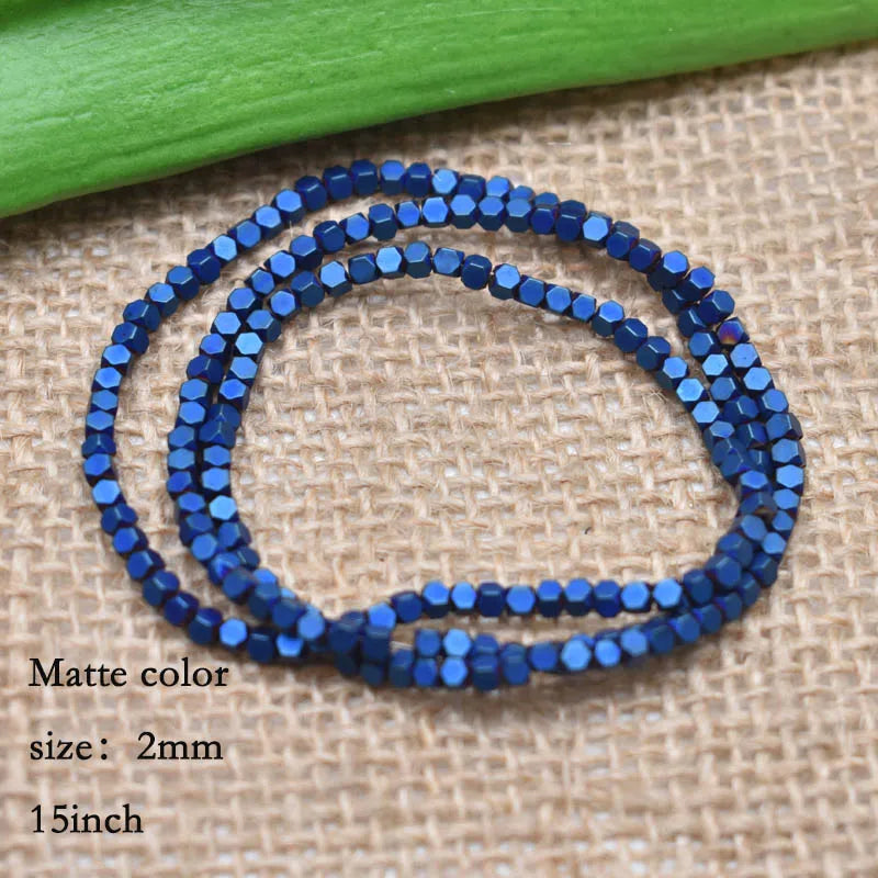1.5mm Colorful Square Beads 274pcs Natural Stone Beads Hematite Loose Spacer Beads For Jewelry Making DIY Gift Earrings