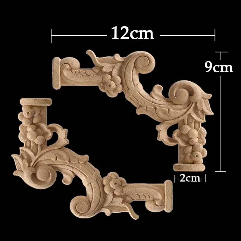 Wood Appliques Corner Flower Exquisite Carving Natural Furniture Wooden Mouldings Vintage Unpainted Accessories Decoration Decal