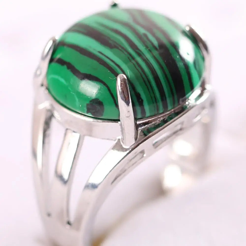 Natural Stone Black Onyx Round CAB Cabochon Bead Finger Rings Jewelry Gift