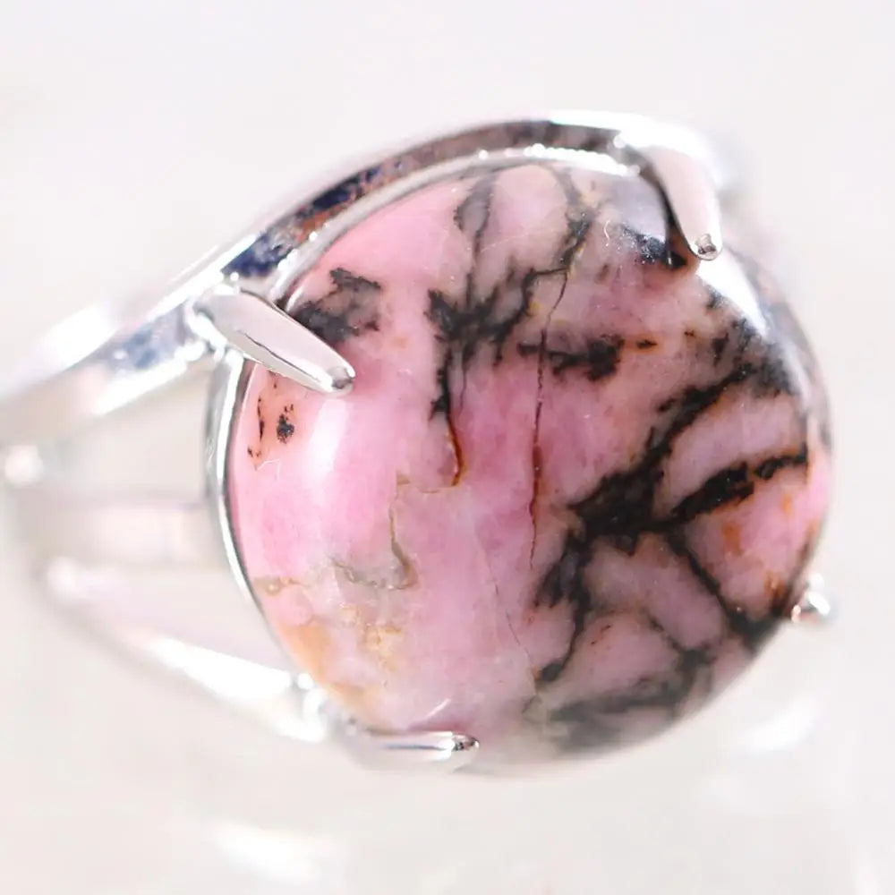 Natural Stone Black Onyx Round CAB Cabochon Bead Finger Rings Jewelry Gift