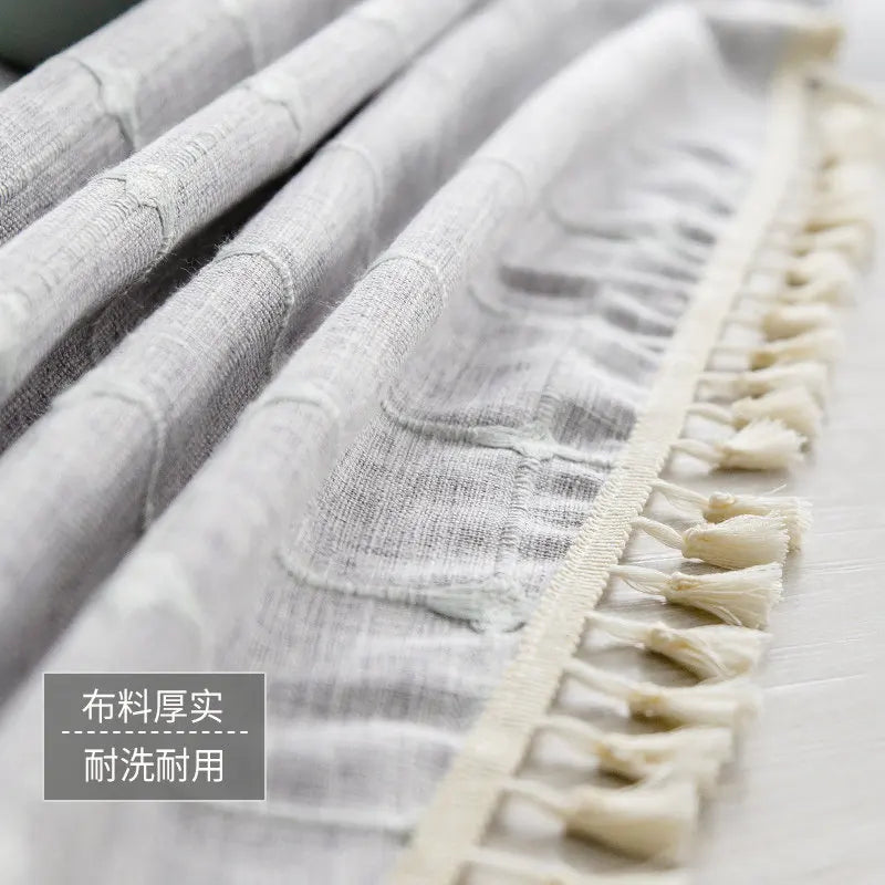 Plaid Cotton Linen Round Tablecloth Wedding Hotel Banquet Cloth Table cover Indoor Dining Room Kitchen Outdoor Decoration