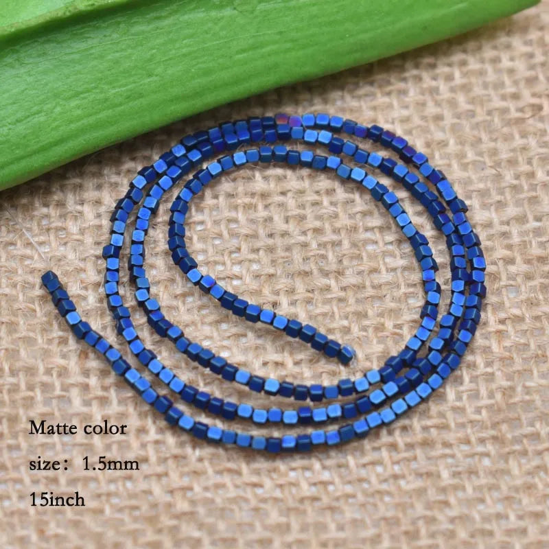 1.5mm Colorful Square Beads 274pcs Natural Stone Beads Hematite Loose Spacer Beads For Jewelry Making DIY Gift Earrings