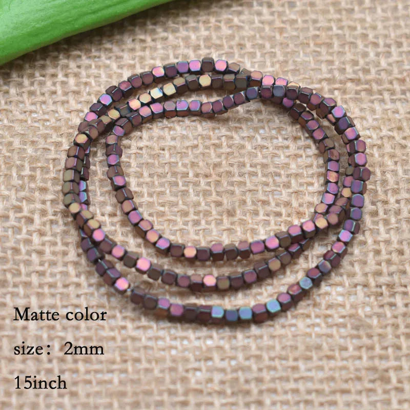 1.5mm Colorful Square Beads 274pcs Natural Stone Beads Hematite Loose Spacer Beads For Jewelry Making DIY Gift Earrings