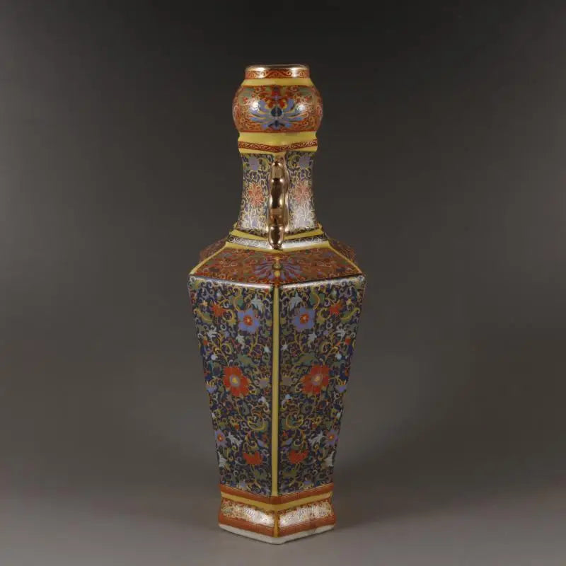 Chinese Ancient Enamel Color Flower Bird Ceramic Vase Collection Decoration Art Home Desk Retro Ornament Antique Porcelain Items