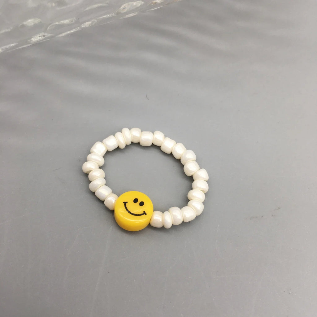 Simple Seed Beads Rings For Women Fashion Crystal Beaded Rings Cute Minimalist Coloful Beads Geometric Stacked Fine Rings