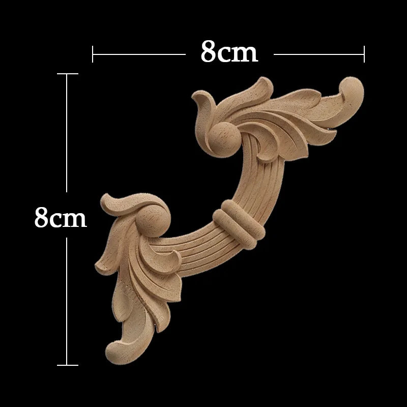 Wood Appliques Corner Flower Exquisite Carving Natural Furniture Wooden Mouldings Vintage Unpainted Accessories Decoration Decal