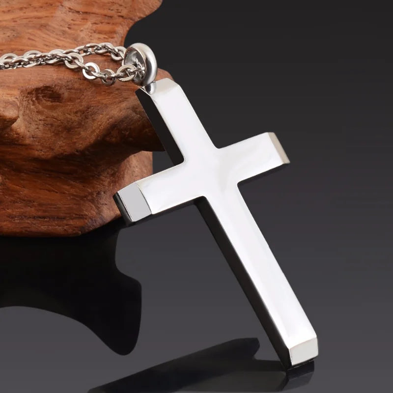 Dropshipping Fashion Classic Stainless Steel Cross Pendant Necklace Simple Jewelry Gifts