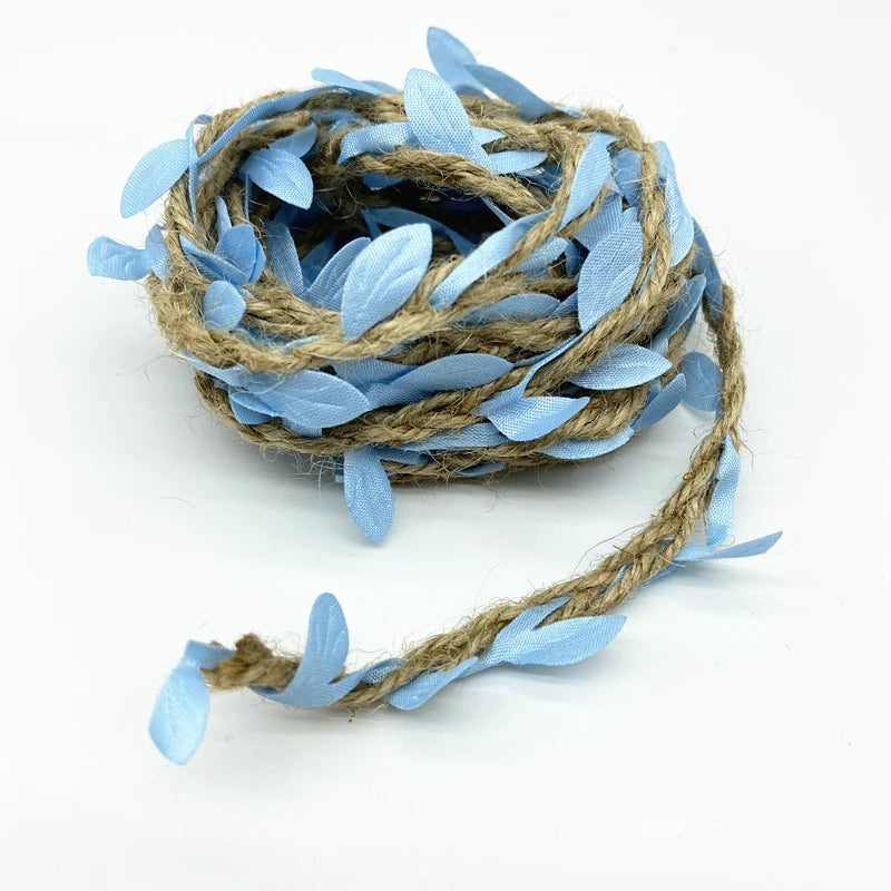 2 yards Leaf Rope Natural Hessian Jute Twine  Burlap Ribbon DIY Craft Vintage For Home Wedding Party Decor