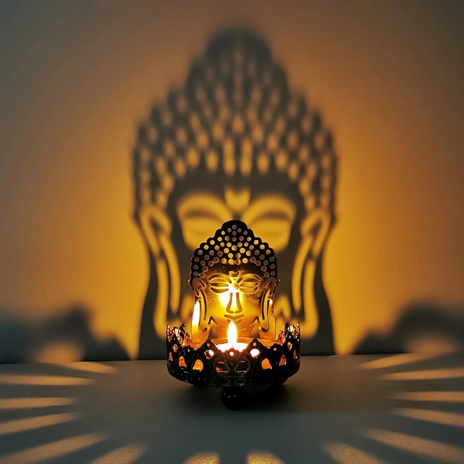 Retro Tibetan Buddha Oil Lamp Candlestick Holder Ghee Lamp Holder Candlestick for Home Desk Decoration Ornaments Buddhist Gifts