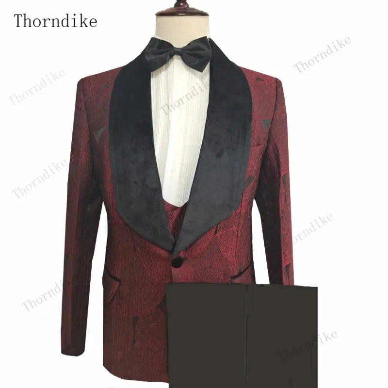 Thorndike 2021 New Male Wedding Prom Suit Green Slim Fit Tuxedo Men Formal Business Work Wear Suits 3Pcs Set (Jacket+Pants+Vest)