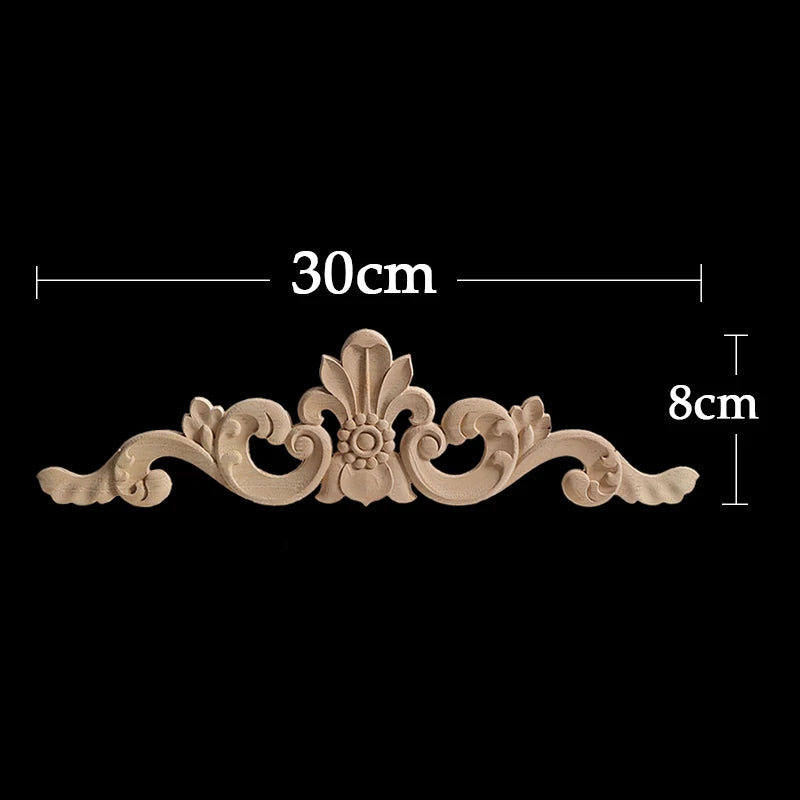 Wood Appliques Corner Flower Exquisite Carving Natural Furniture Wooden Mouldings Vintage Unpainted Accessories Decoration Decal