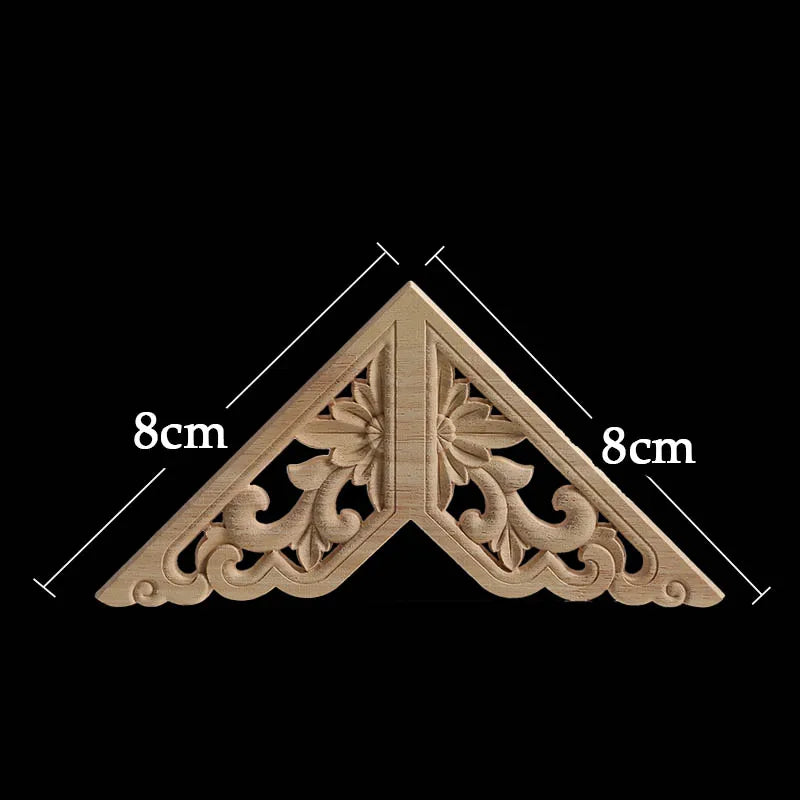 Wood Appliques Corner Flower Exquisite Carving Natural Furniture Wooden Mouldings Vintage Unpainted Accessories Decoration Decal