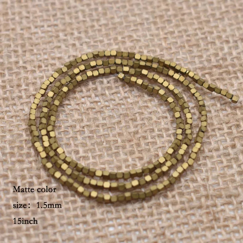 1.5mm Colorful Square Beads 274pcs Natural Stone Beads Hematite Loose Spacer Beads For Jewelry Making DIY Gift Earrings